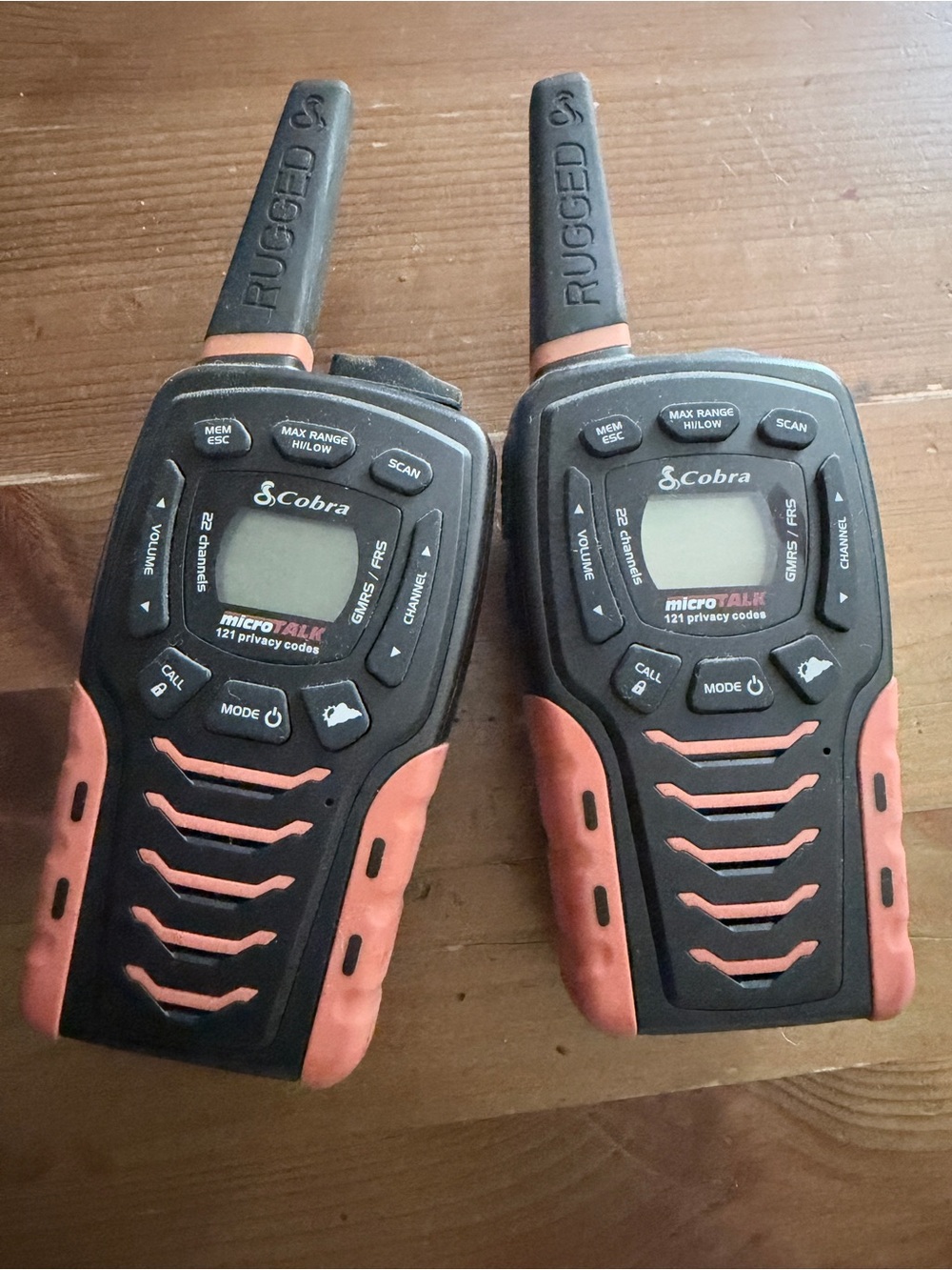 Cobra microTALK Rugged Two-Way Radios — Black and Orange Pair